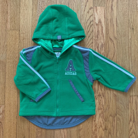 Adidas Baby Fleese Green Jacket Hoodie Size: 12 M - Picture 2 of 4